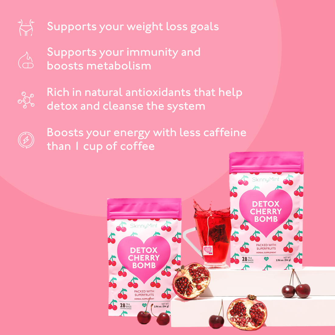 Detox Cherry Bomb Superfood Detox Tea SM0000592020, SM0000592025, SM-DCB-4